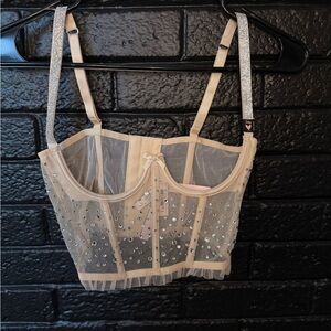 Victoria's Secret Beige Sheer Embellished Bra